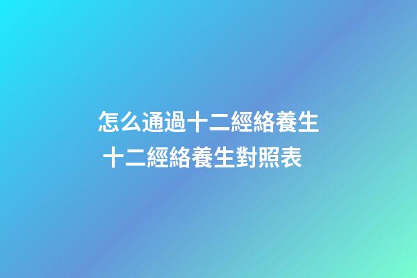 怎么通過十二經絡養生 十二經絡養生對照表